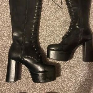 Demonia Black Gothic Platform Heeled Boots